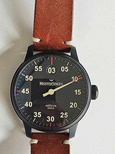 Meistersinger Salthora Meta – spring hour power in stijlvol zwart - SAM902BL - prijs verlaagd naar 1595