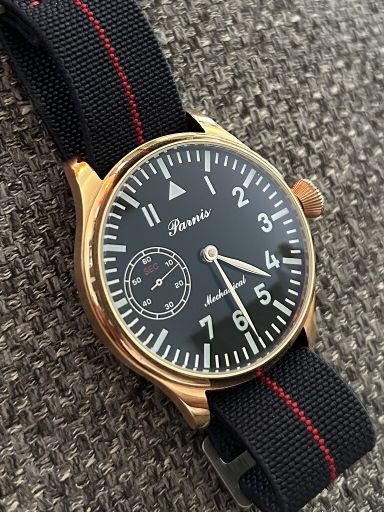 Parnis Pilot 43mm | Handopwinder | Goud | €130