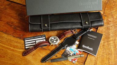 Te koop: 39mm Hanhart 417ES Flyback reverse panda, €1695,-