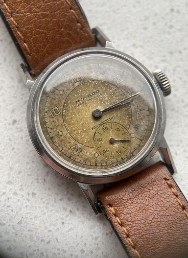 TK: 1940’s Movado, dubbel gesigneerd, FB case en fris geserviced I 28,5 mm