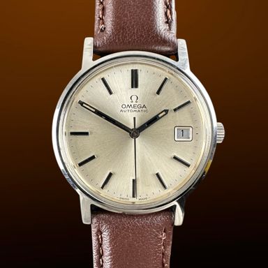 Vintage Omega Automatic Date White Sunburst 166.0163 - 35mm - 1973