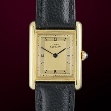 Vintage Cartier Tank Vermeil Must LM Roman Champagne dial 681006 - 23,5mm - 1990s