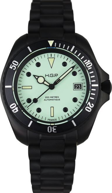 H.G.P. Night Diver 200M Automatic Full-Lume & Black PVD