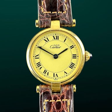 Vintage Cartier Vermeil Mantel Tank Quartz SM Lady 590004 - 24mm - 1990s