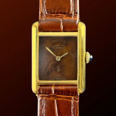 Vintage Cartier Tank Vermeil Must SM Lady Wood Dial 20,5mm - 1990s