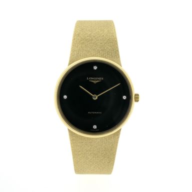 Longines Wittnauer Classic 'Onyx & Diamonds'; 18k. Gouden horloge