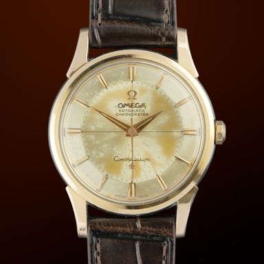 Vintage Omega Constellation “Pie Pan” Rose Gold Plated Tropical dial 14381-61 SC - 34,5mm - 1961