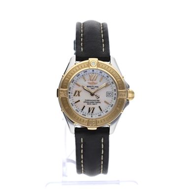 Breitling B-Class / Cockpit D67365; 18k. Goud/stalen dameshorloge met parelmoer wijzerplaat