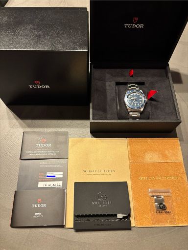 Tudor Black Bay 58 blauw - full set, garantie + Steelreef link