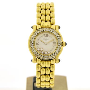 Chopard Happy Sport 27/6151; Exclusief 18k. Gouden dames horloge met diamanten