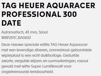 TK: TAG Heuer Aquaracer Professional 300 Date