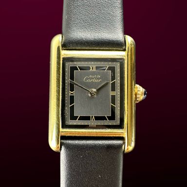 Vintage Cartier Tank Vermeil Grey Roman Dial Quartz SM Lady Small size 5057001 - 20,5mm - 1990s