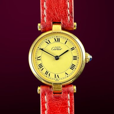 Vintage Cartier Vermeil Must Round case SM Lady 590004 - 24mm - 1990s