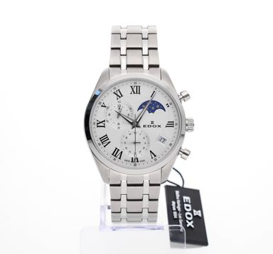 Edox Les Vauberts Moonphase Chronograph 40008-3M-AIN; Heren horloge
