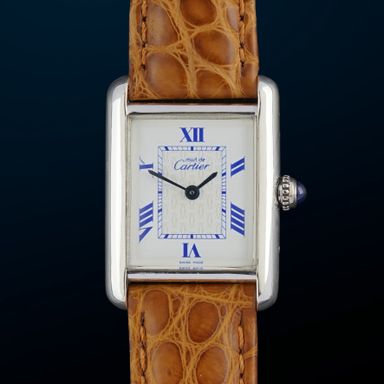 Vintage Cartier Tank Must SM Blue Roman dial Silver case 2416 - 22mm - 2001