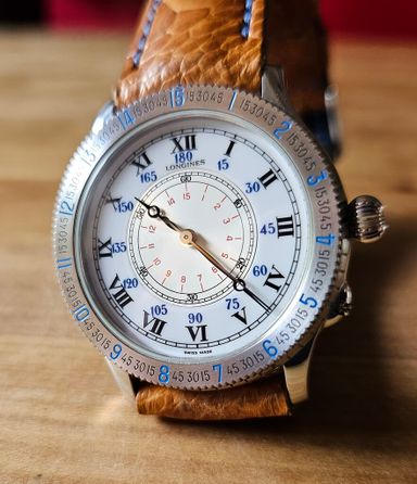 TK: Longines Lindbergh Hour Angle. Art Deco, 2007. Zeer mooi! Laatste prijsverlaging:1200 Euro.