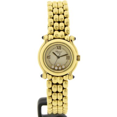 Chopard Happy Sport 4142; Exclusief 18k. Gouden dames horloge met diamanten
