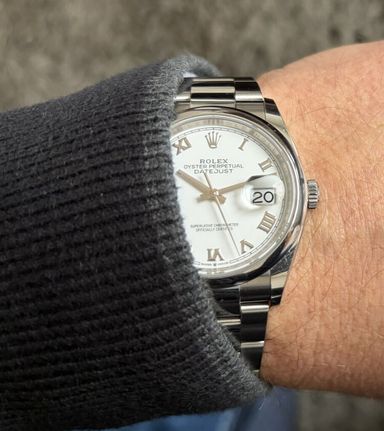 Roger ruimt op TK: Rolex DateJust 126200-0008 ( White Roman )
