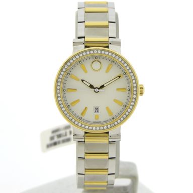 Movado Vizio Ref. 0607638; Two-tone dameshorloge met 0,25ct. diamanten