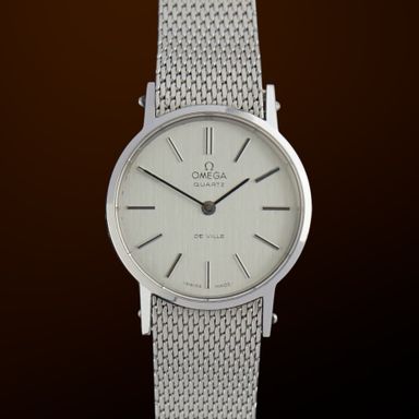 Vintage Omega De Ville Quartz Silver dial Milanese bracelet 591.0018 - 24mm - 1973