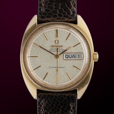 Vintage Omega Constellation DayDate Rose Gold Plated Linen dial CE 168.017 - 35mm - 1968