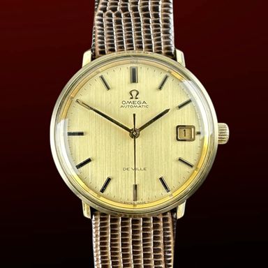 Vintage Omega De Ville Automatic Gold Plated Linen dial 166.033 - 34,5mm - 1970