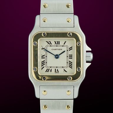 Vintage Cartier Santos Galbée Two-Tone Lady Quartz 18k Bezel 1567 - 24mm - 1999