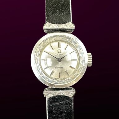 Vintage Omega De Ville Lady White Gold Plated 511.286 - 17,5mm - 1970 Box Tags