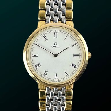 Vintage Omega De Ville “Ile de France” Roman 395.0875.2 - 32,5mm - 1991 + Box Papers