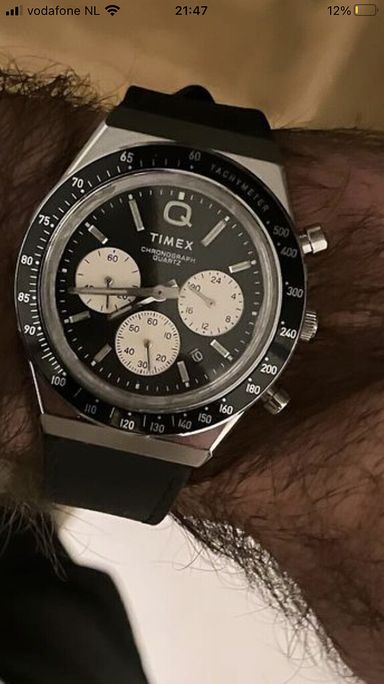 TK: Timex Q Chronograph met schade en dus op te pikken voor een prikkie