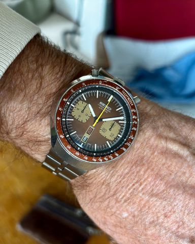 Seiko 6138-0040 Bullhead chronograaf, bruin